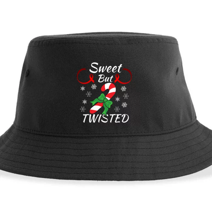 Funny Candy Cane Christmas Holiday Sweet But Twisted Funny Holiday Candy Design Sustainable Bucket Hat