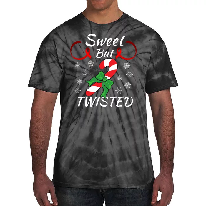 Funny Candy Cane Christmas Holiday Sweet But Twisted Funny Holiday Candy Design Tie-Dye T-Shirt