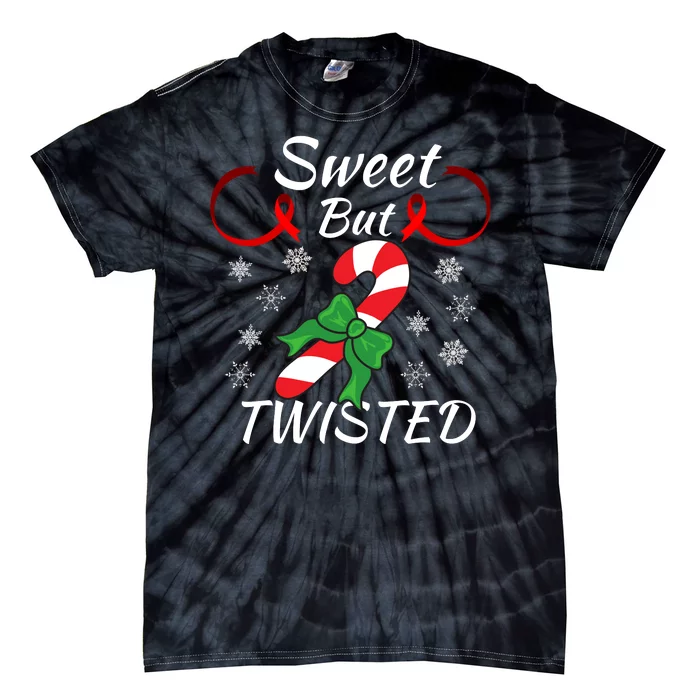 Funny Candy Cane Christmas Holiday Sweet But Twisted Funny Holiday Candy Design Tie-Dye T-Shirt