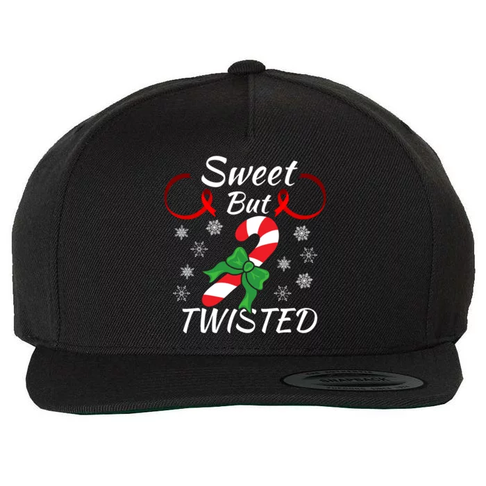 Funny Candy Cane Christmas Holiday Sweet But Twisted Funny Holiday Candy Design Wool Snapback Cap