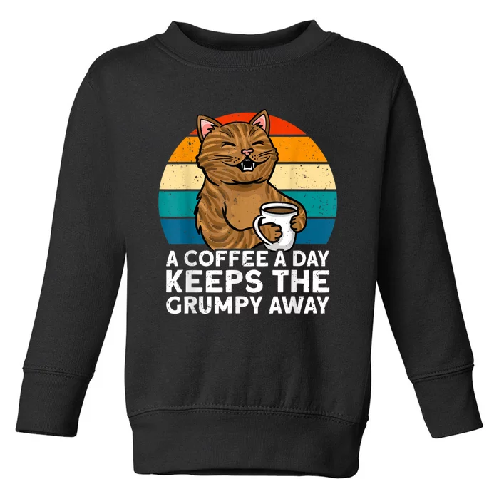 Funny Coffee, Coffee Lover, Cute Cat Toddler Sweatshirt