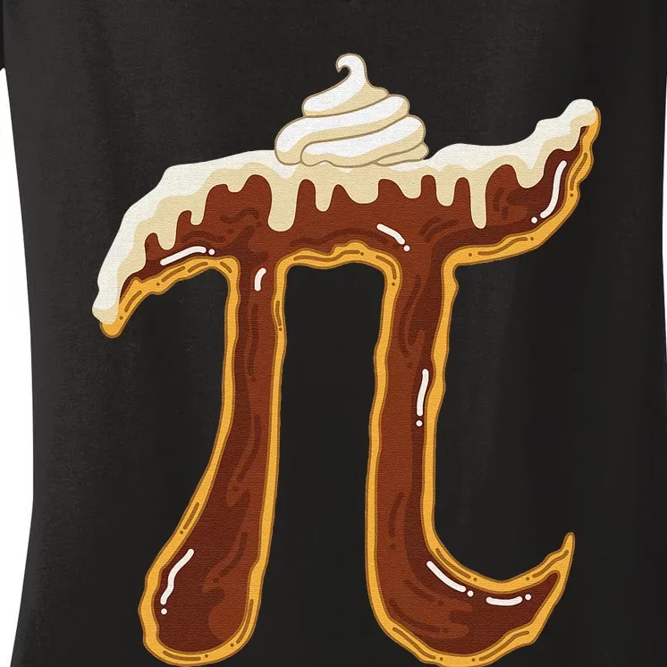 Funny Chocolate Cream Pie Pi Day Math Lover Foodie Women's V-Neck T-Shirt