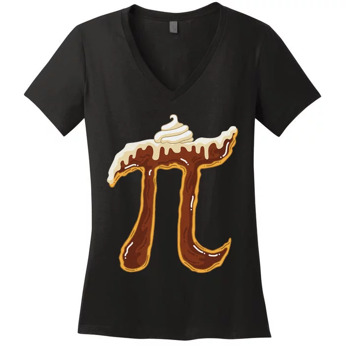 Funny Chocolate Cream Pie Pi Day Math Lover Foodie Women's V-Neck T-Shirt