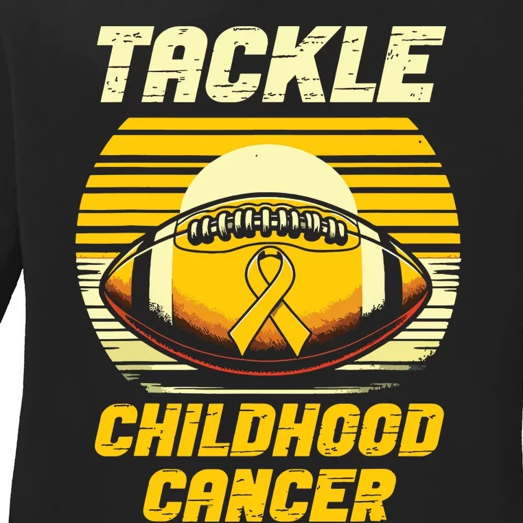 Football Childhood Cancer Awareness Ladies Long Sleeve Shirt