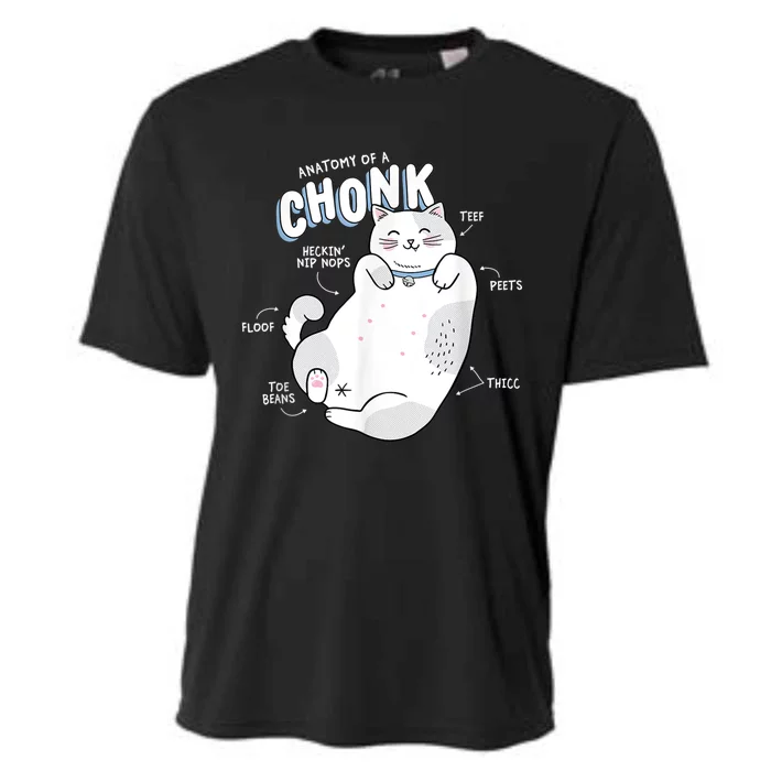 Funny Chonk Cat Meme Anatomy Of A Chonk Cooling Performance Crew T-Shirt