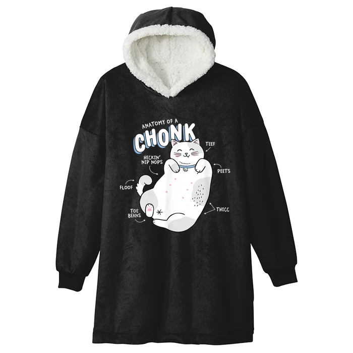 Funny Chonk Cat Meme Anatomy Of A Chonk Hooded Wearable Blanket