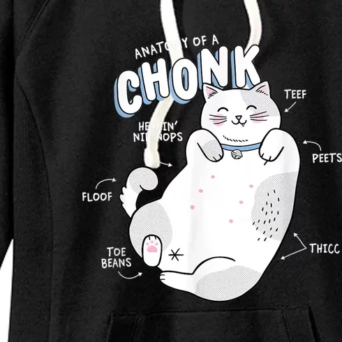 Funny Chonk Cat Meme Anatomy Of A Chonk Women's Fleece Hoodie