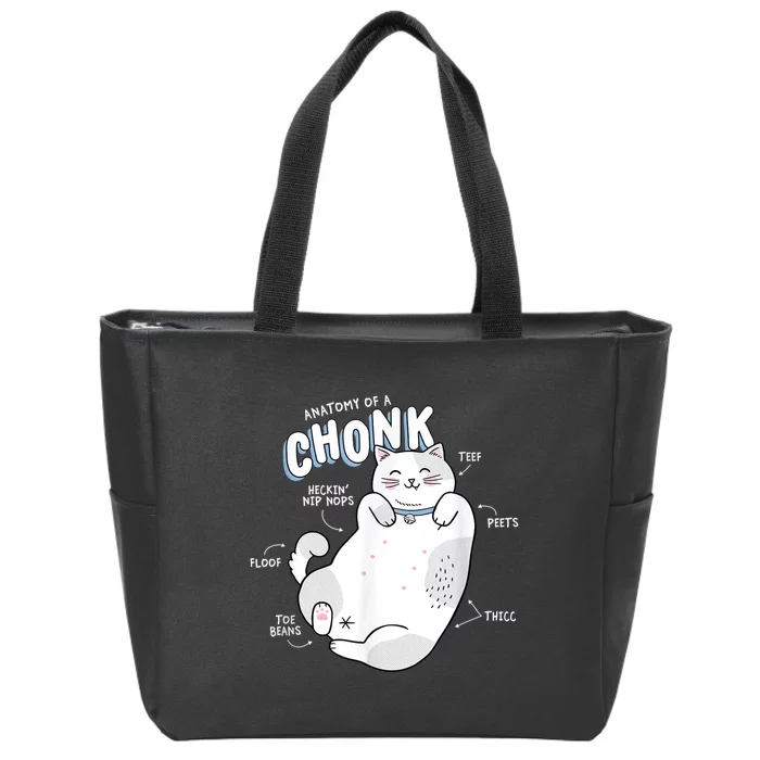 Funny Chonk Cat Meme Anatomy Of A Chonk Zip Tote Bag