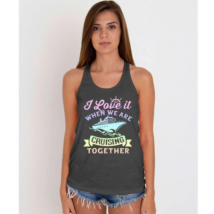 funny Couple Cruising Vacation Cruise Ship Women's Knotted Racerback Tank