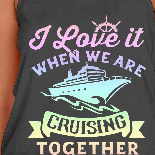 funny Couple Cruising Vacation Cruise Ship Women's Knotted Racerback Tank