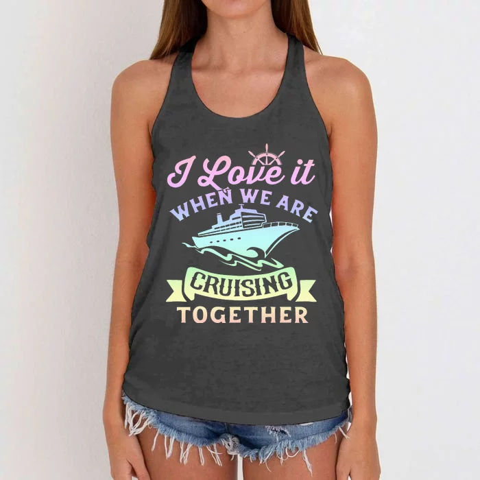 funny Couple Cruising Vacation Cruise Ship Women's Knotted Racerback Tank