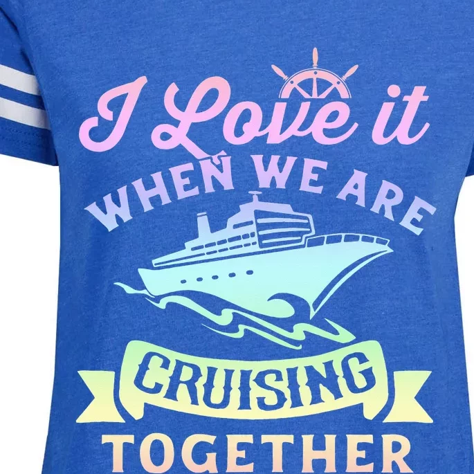 funny Couple Cruising Vacation Cruise Ship Enza Ladies Jersey Football T-Shirt