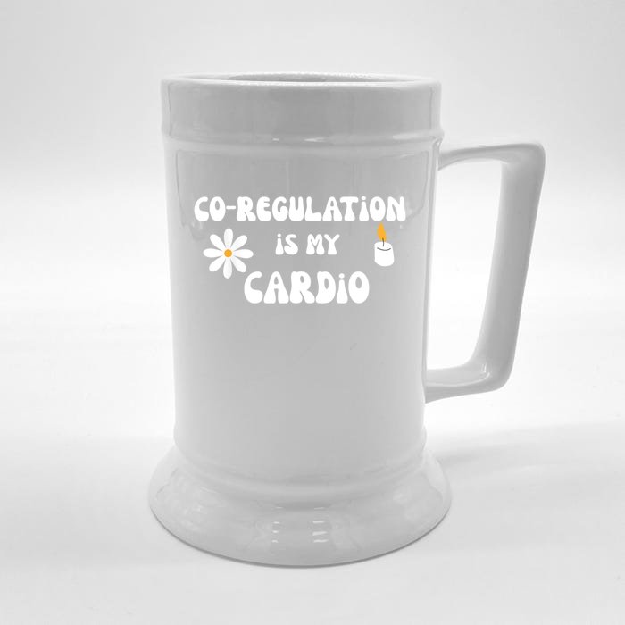 Flower Candle Co Regulation Is My Cardio Groovy Flowers Candle Wick Front & Back Beer Stein