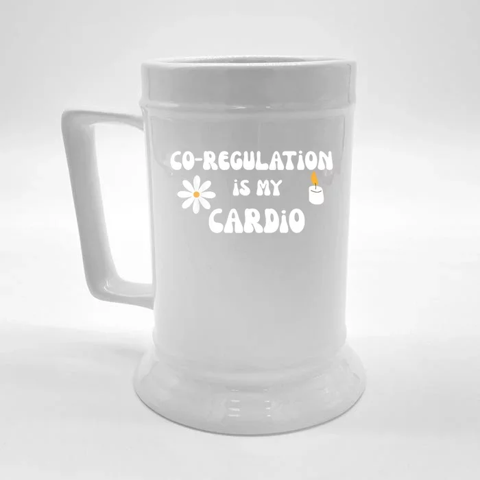 Flower Candle Co Regulation Is My Cardio Groovy Flowers Candle Wick Front & Back Beer Stein