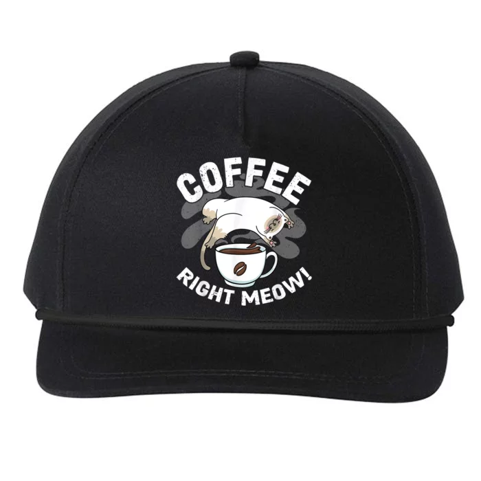 Funny Coffee , Coffee Lover , Cute Cat Snapback Five-Panel Rope Hat