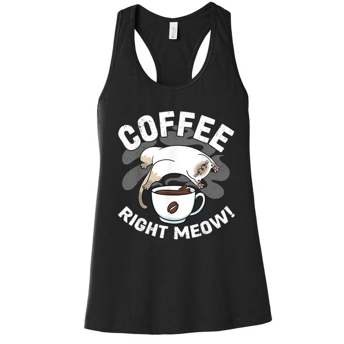 Funny Coffee , Coffee Lover , Cute Cat Women's Racerback Tank