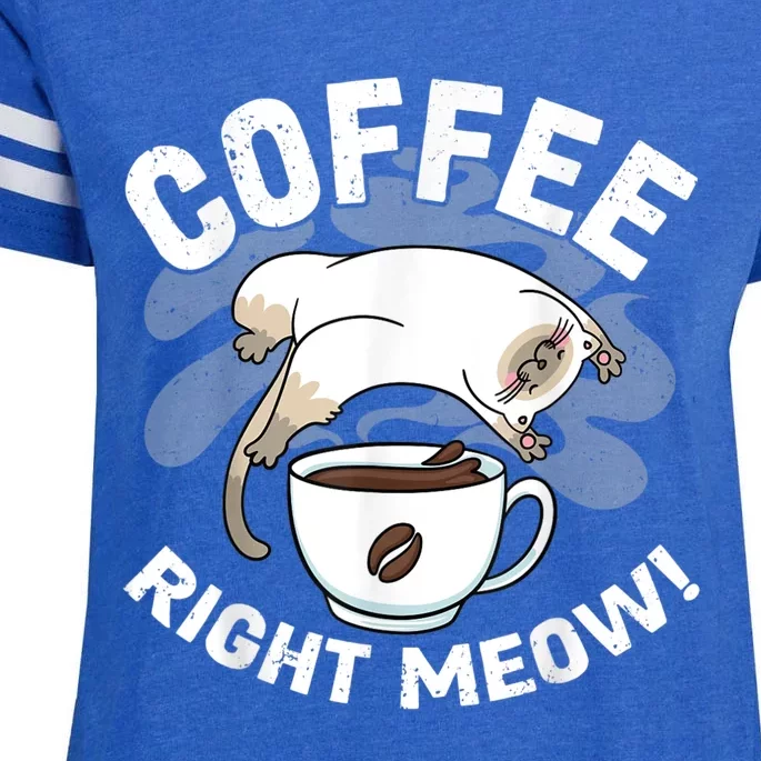 Funny Coffee , Coffee Lover , Cute Cat Enza Ladies Jersey Football T-Shirt