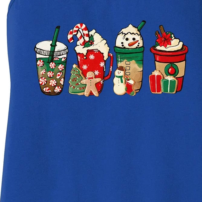 Funny Christmas Coffee Lover Cute Snowman Latte Xmas Holiday Women's Racerback Tank