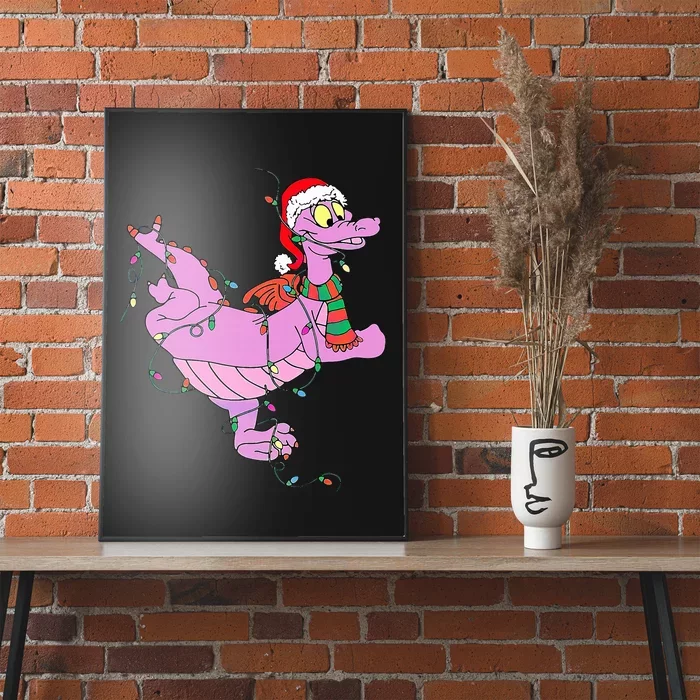 Funny Cute Dragon Figment Lights Christmas Poster