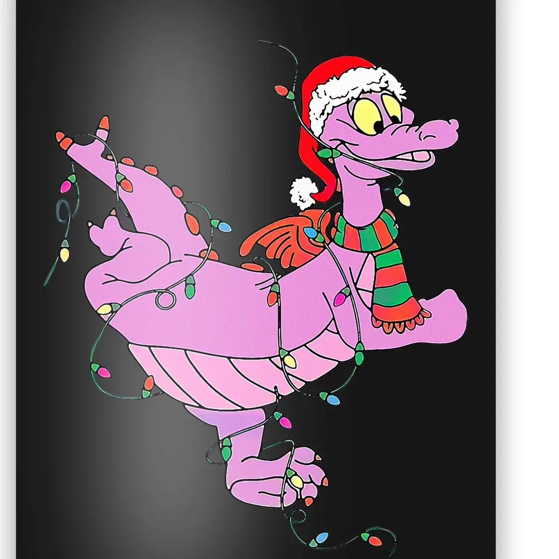 Funny Cute Dragon Figment Lights Christmas Poster