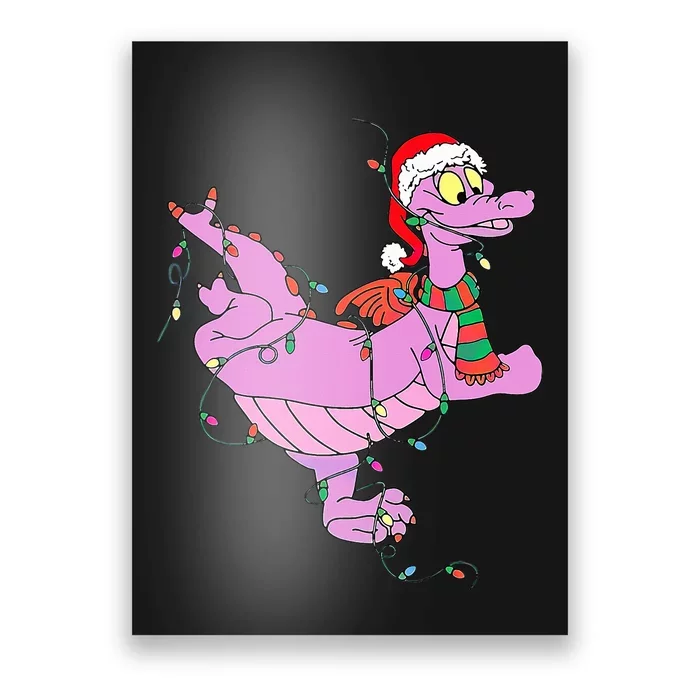 Funny Cute Dragon Figment Lights Christmas Poster