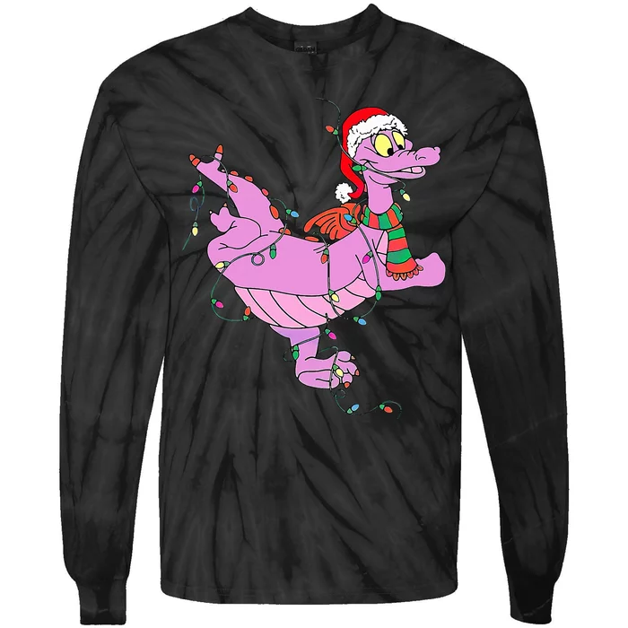 Funny Cute Dragon Figment Lights Christmas Tie-Dye Long Sleeve Shirt