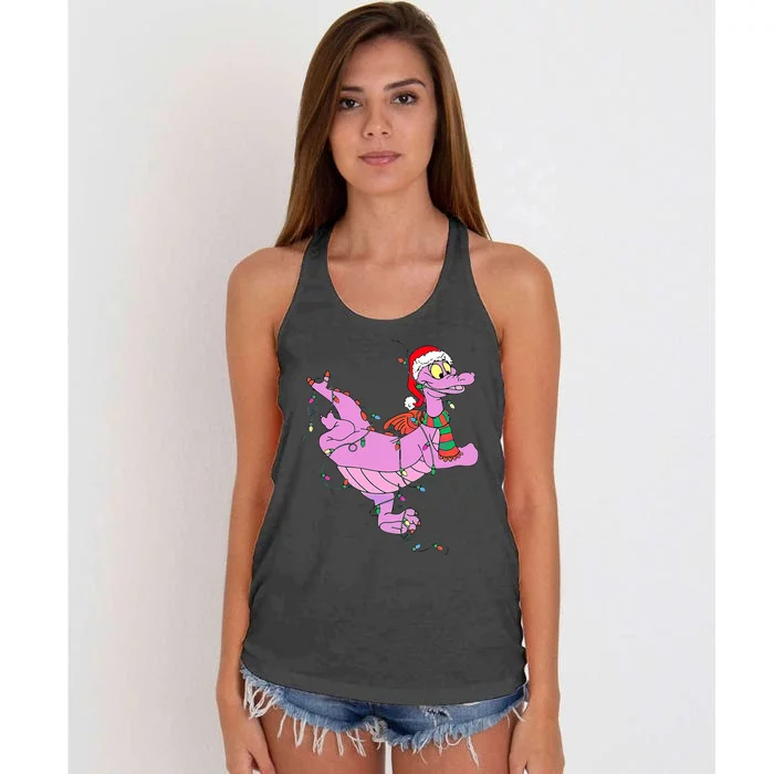 Funny Cute Dragon Figment Lights Christmas Women's Knotted Racerback Tank