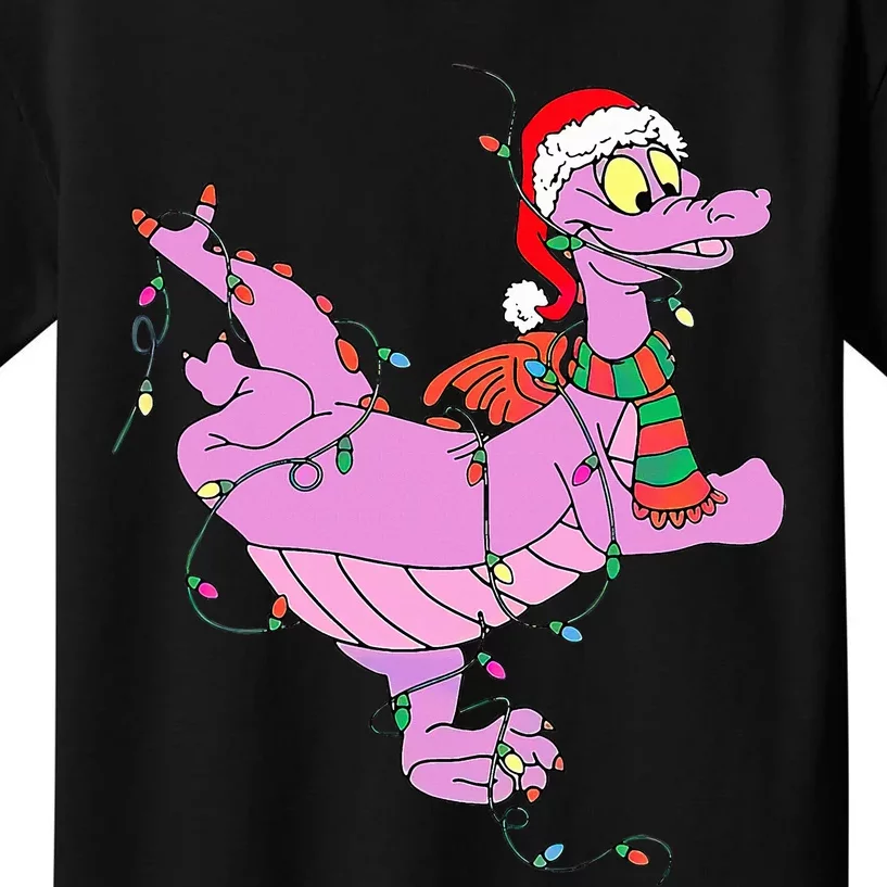 Funny Cute Dragon Figment Lights Christmas Kids T-Shirt