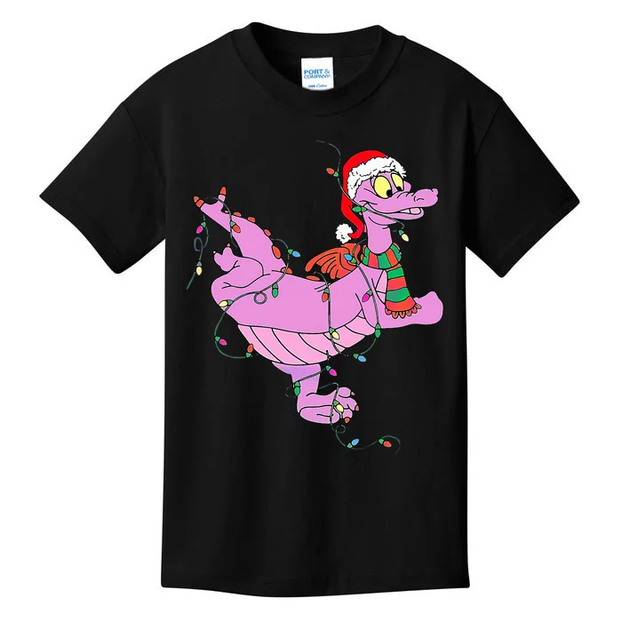 Funny Cute Dragon Figment Lights Christmas Kids T-Shirt