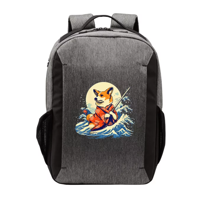 Funny Corgi Dog Japanese Grand Wave Ukiyoe Art Samurai Ninja Vector Backpack