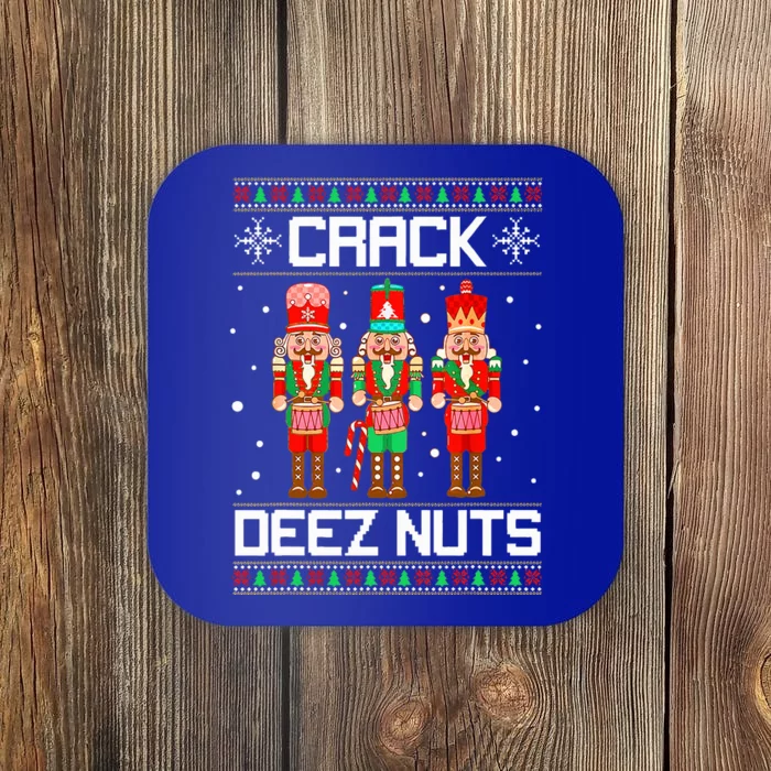 Funny Crack Deez Nuts Ugly Christmas Sweater Xmas Nutcracker Coaster