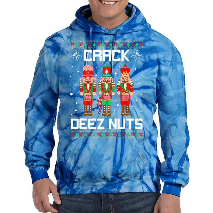 Funny Crack Deez Nuts Ugly Christmas Sweater Xmas Nutcracker Tie Dye Hoodie