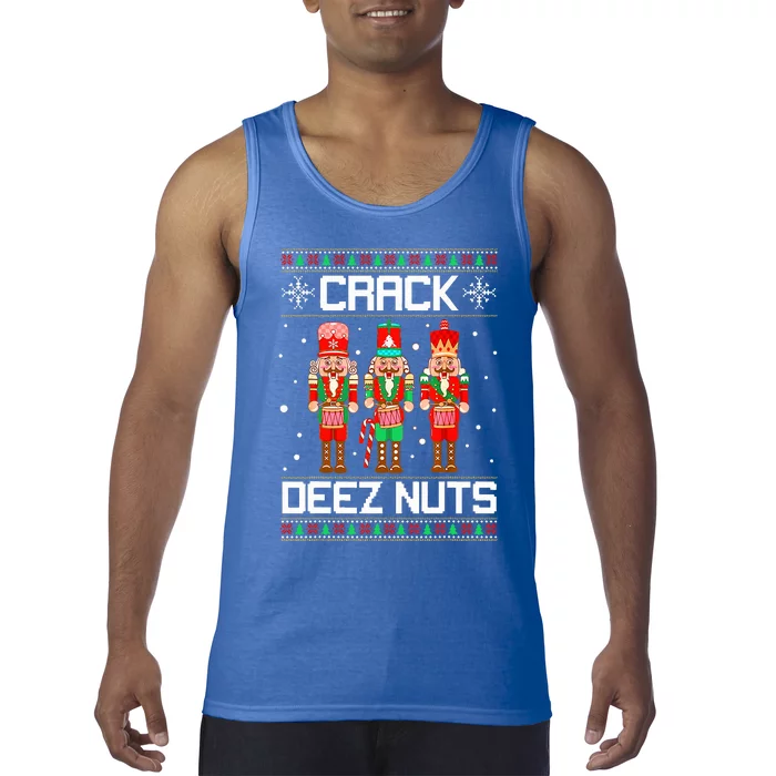 Funny Crack Deez Nuts Ugly Christmas Sweater Xmas Nutcracker Tank Top