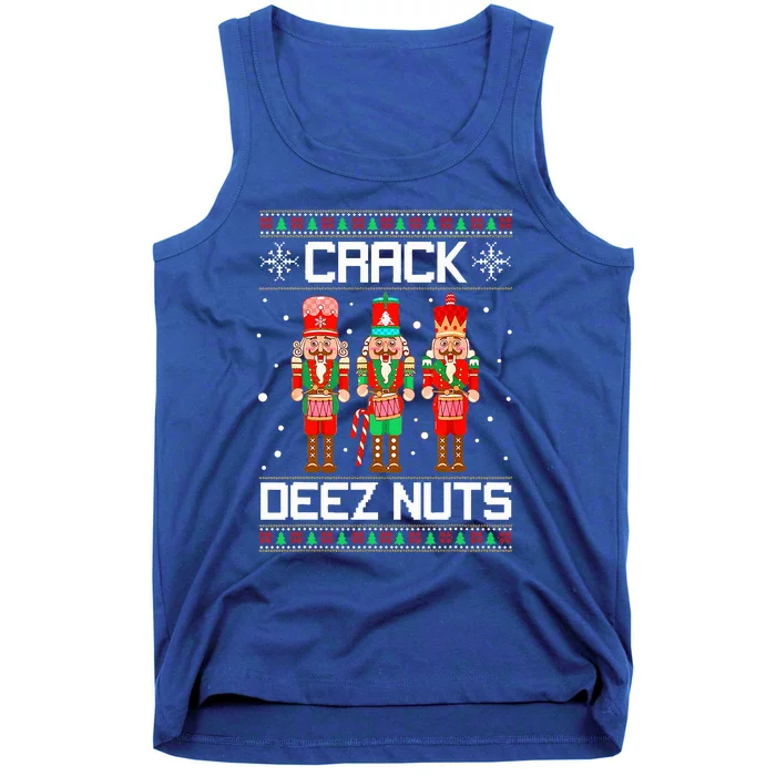 Funny Crack Deez Nuts Ugly Christmas Sweater Xmas Nutcracker Tank Top