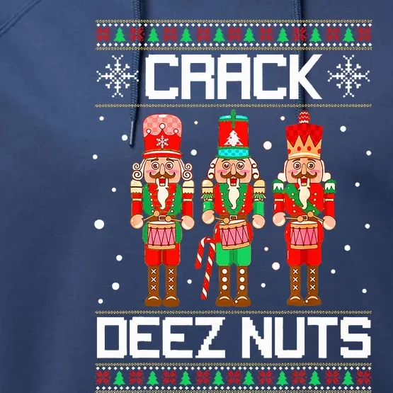 Funny Crack Deez Nuts Ugly Christmas Sweater Xmas Nutcracker Performance Fleece Hoodie