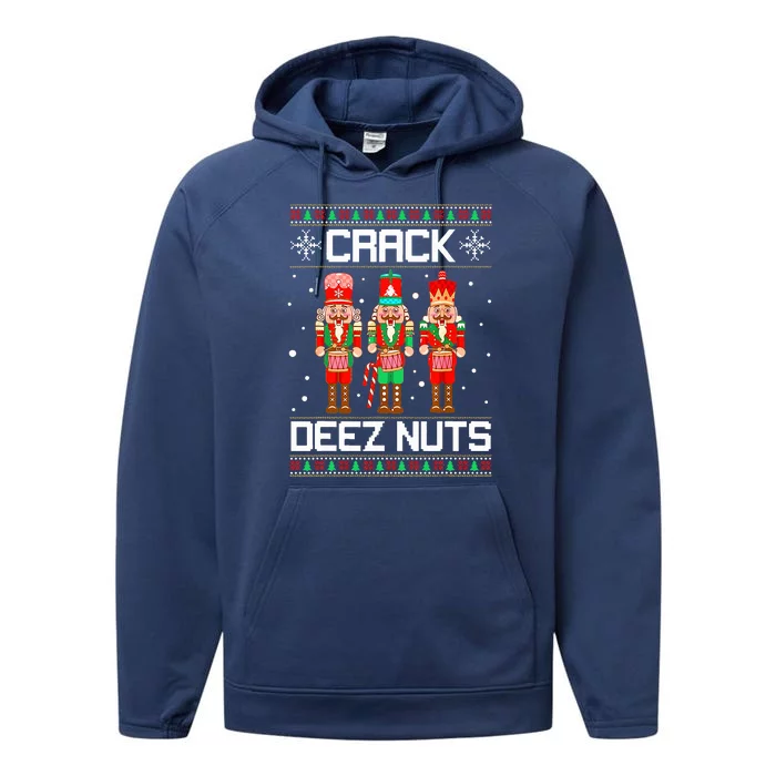 Funny Crack Deez Nuts Ugly Christmas Sweater Xmas Nutcracker Performance Fleece Hoodie