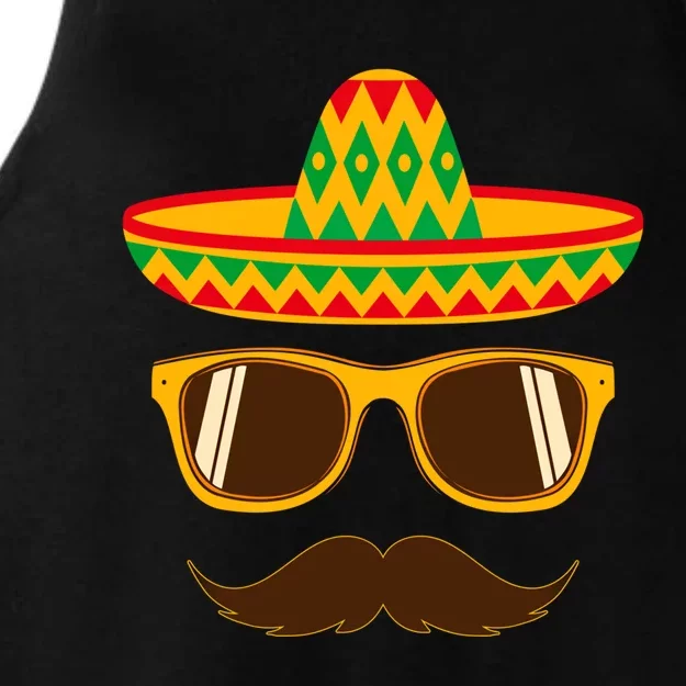 Funny Cinco De Mayo Party Mustache Face Dad Papa Cito Gift Ladies Tri-Blend Wicking Tank