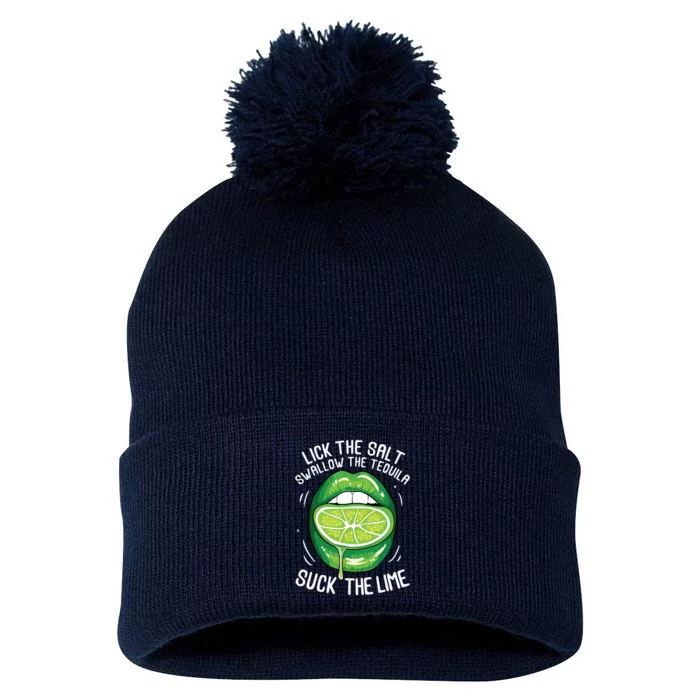 Funny Cinco De Mayo Lick Salt Swallow Tequila Suck Lime Pom Pom 12in Knit Beanie