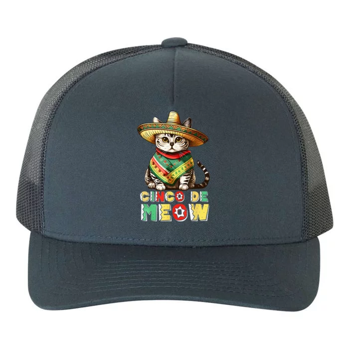 Feliz Cinco De Meow Funny Mexican Cat Fiesta 5 De Mayo Yupoong Adult 5-Panel Trucker Hat