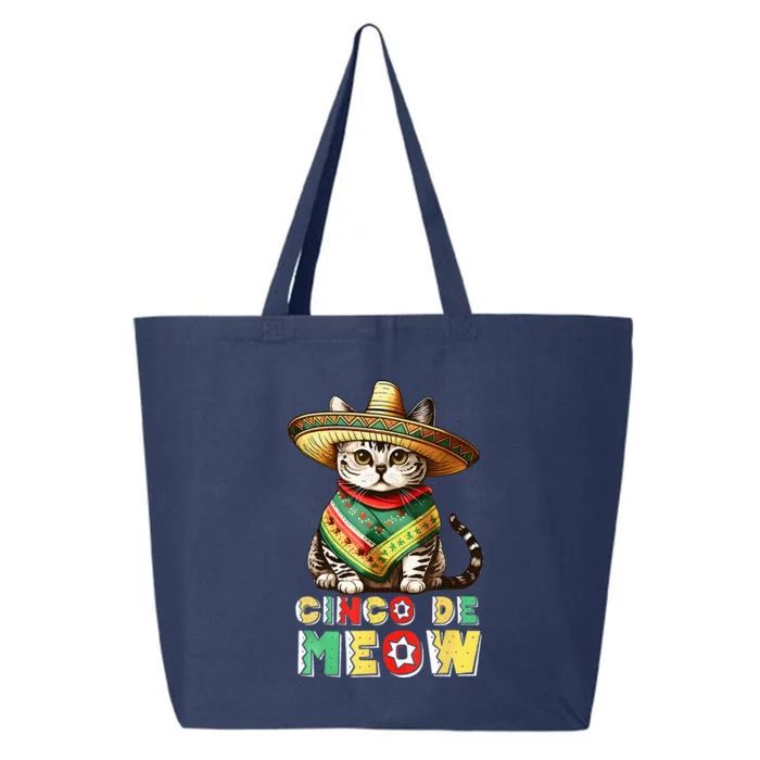 Feliz Cinco De Meow Funny Mexican Cat Fiesta 5 De Mayo 25L Jumbo Tote