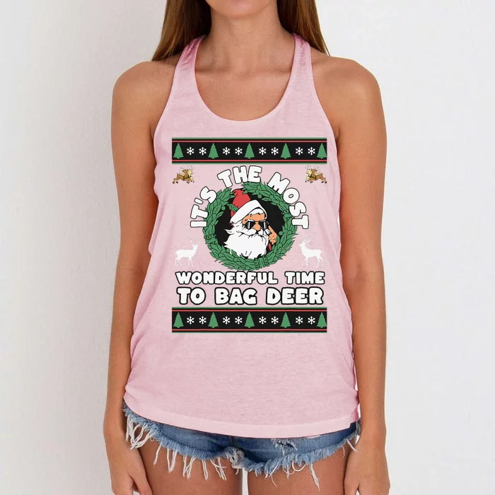 Funny Christmas Deer Hunting Bag Deer Women's Knotted Racerback Tank