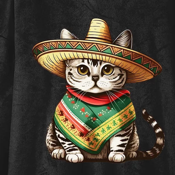 Funny Cinco De Mayo Cute Mexican Cat Hooded Wearable Blanket