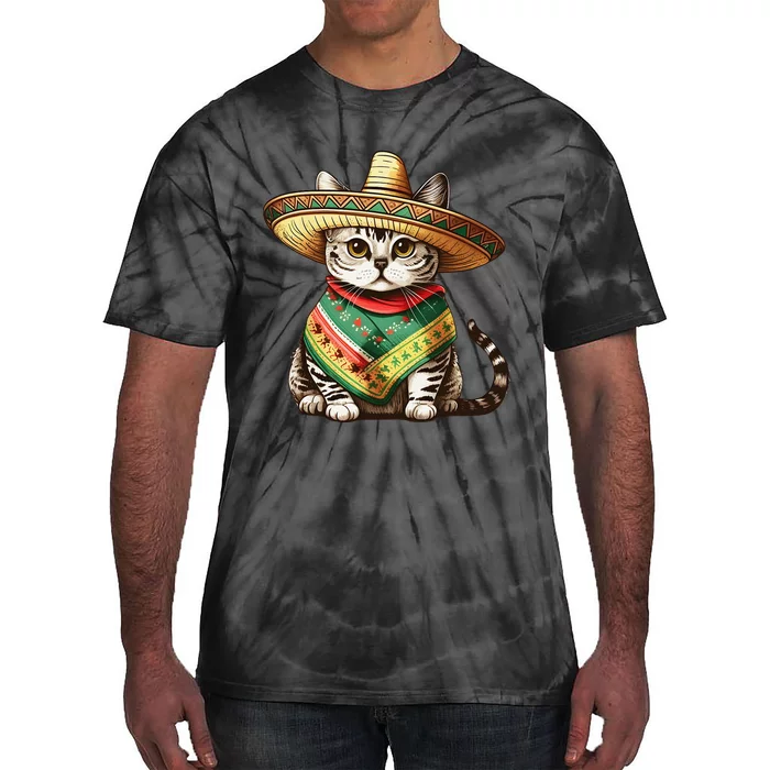 Funny Cinco De Mayo Cute Mexican Cat Tie-Dye T-Shirt