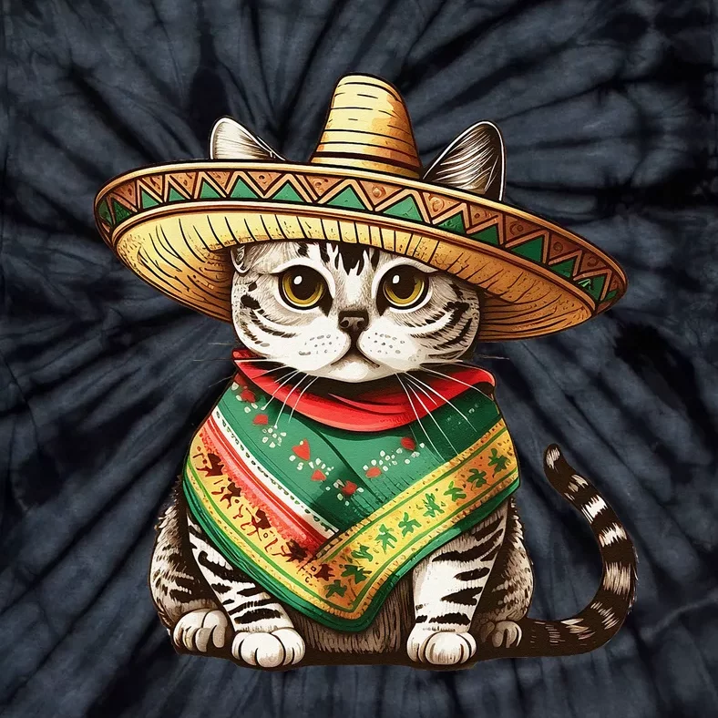 Funny Cinco De Mayo Cute Mexican Cat Tie-Dye T-Shirt