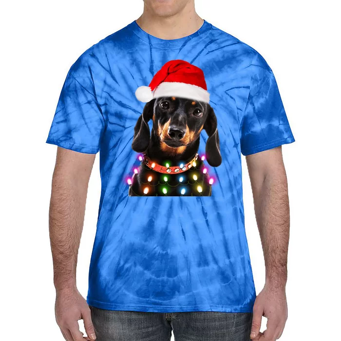 Funny Cute Dachshund Christmas Lights Gift Tie-Dye T-Shirt