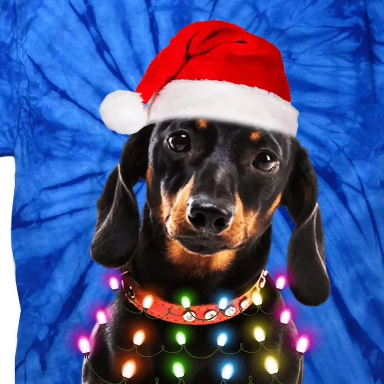 Funny Cute Dachshund Christmas Lights Gift Tie-Dye T-Shirt