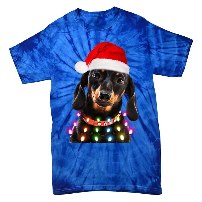 Funny Cute Dachshund Christmas Lights Gift Tie-Dye T-Shirt