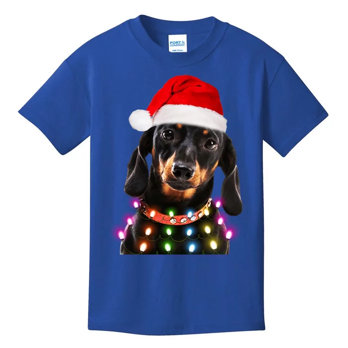 Funny Cute Dachshund Christmas Lights Gift Kids T-Shirt