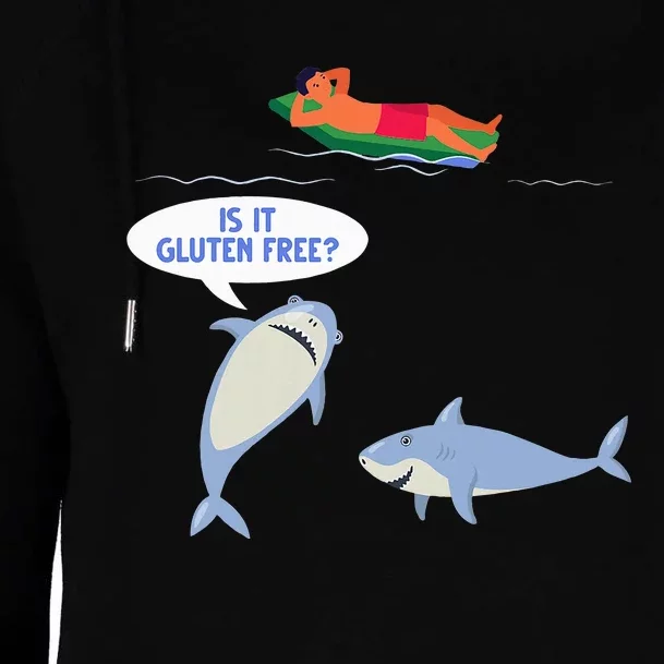 Funny Celiac Disease Wheat Free Shark Animal Gluten Free Womens Funnel Neck Pullover Hood