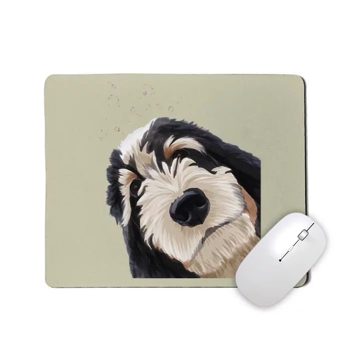 Funny Curious Dog Bernedoodle Mousepad